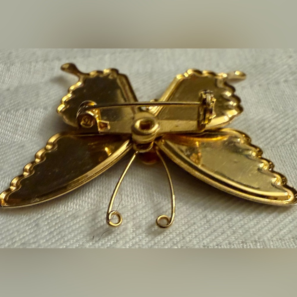 Monarch Butterfly Orange Black God tone Brooch - Picture 7 of 10